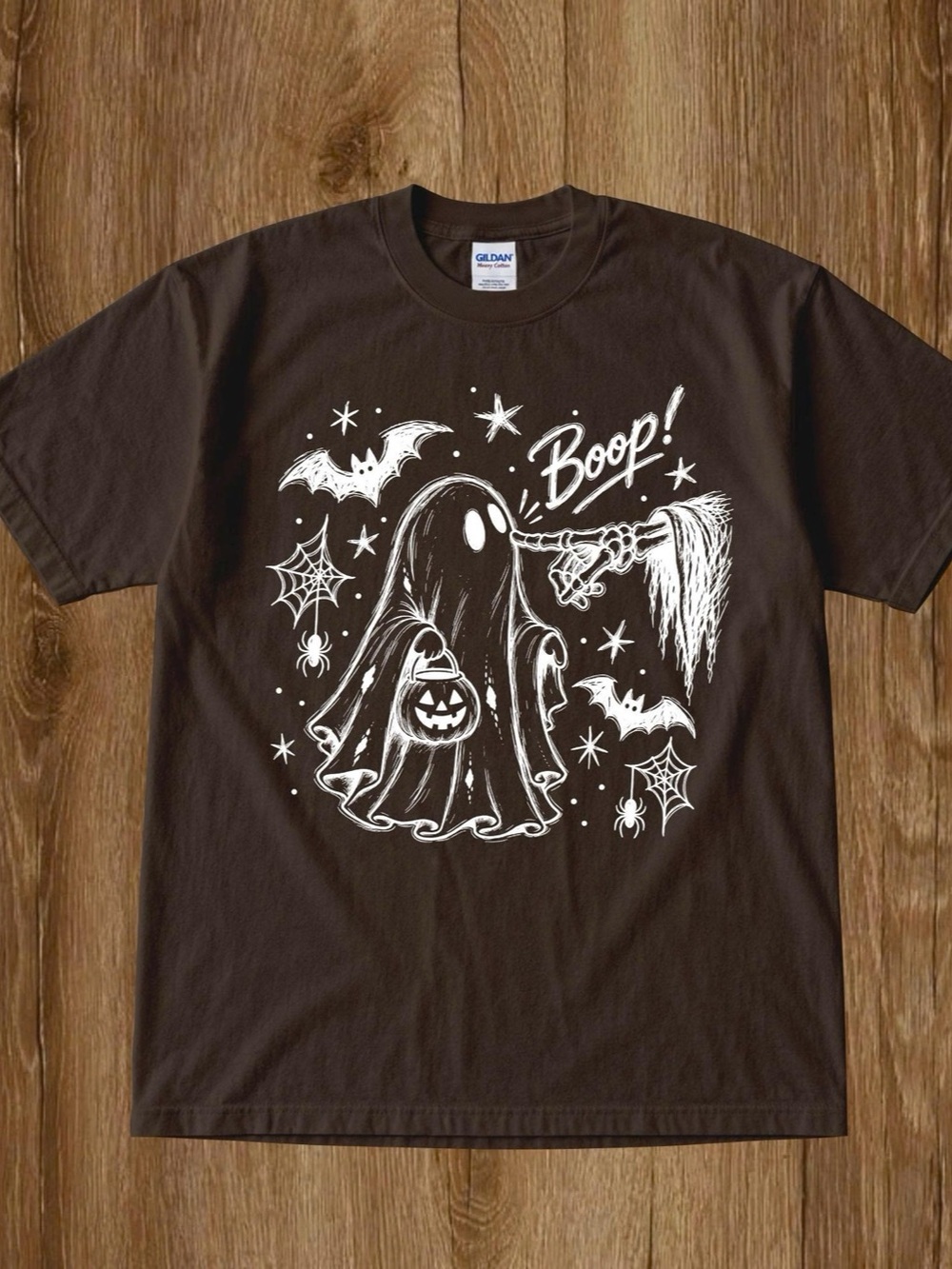 Gildan Heavy Cotton Halloween Ghost Boop T-Shirt Graphic Short Sleeve Tee